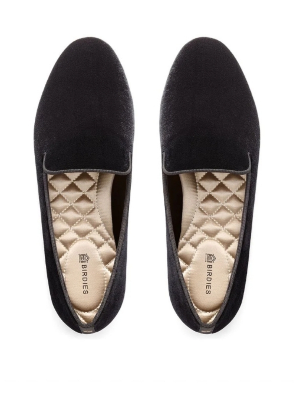 Birdies Starling Black Velvet Flat Slip On Loafers